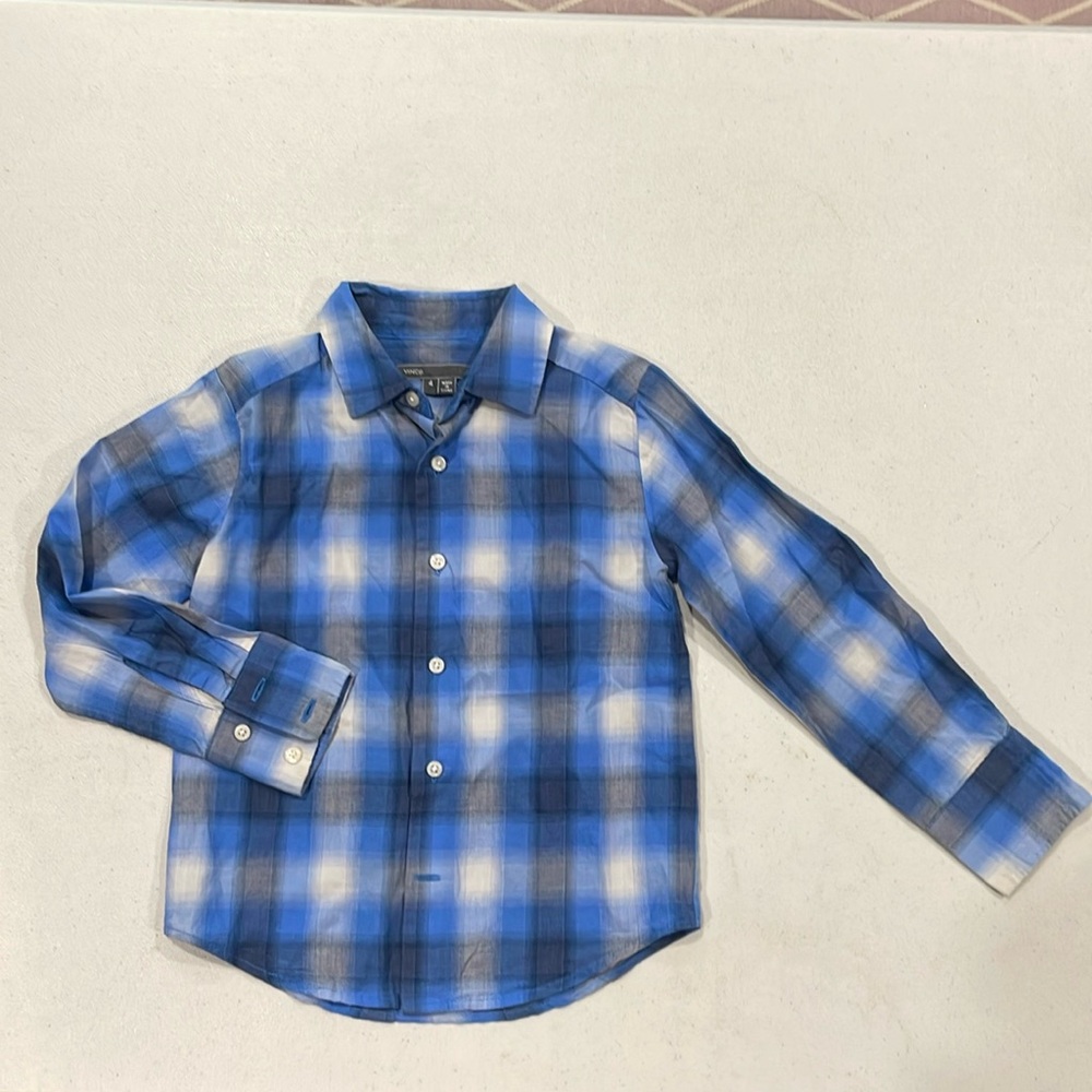 Boys Vince plaid button down shirt